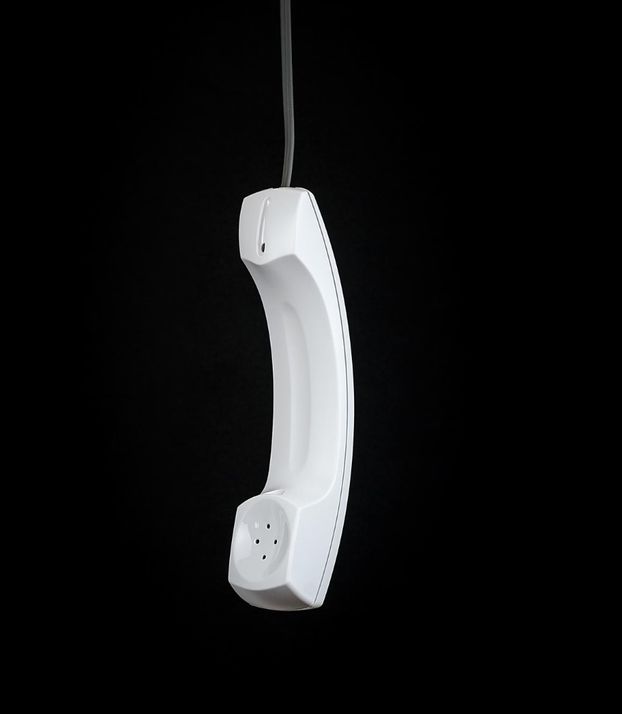Oldschool phone hanging upside down